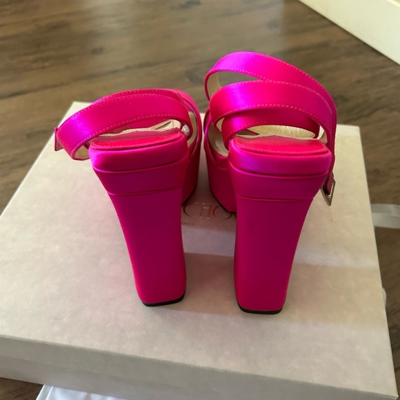 Jimmy Choo Gaia Ankle Wrap Platform Sandal in Fuchsia - Picture 5 of 9